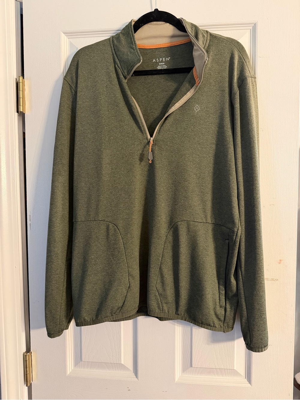 Aspen Men's Olive Green Zip-Neck Pullover Sweater